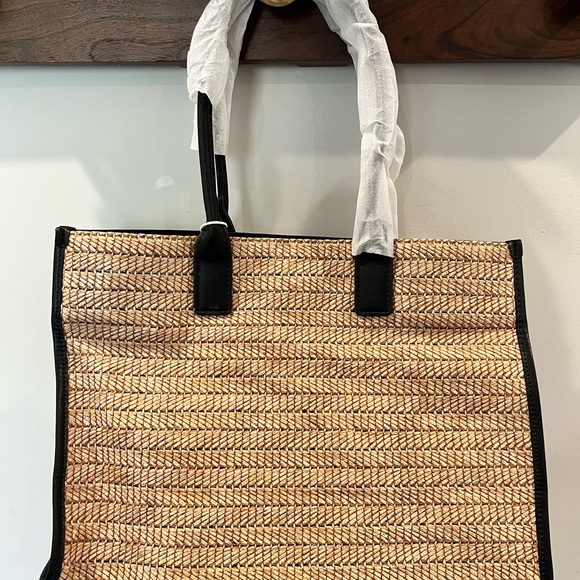 Walter Baker Delaney Tote Natural Woven with Leather Trim